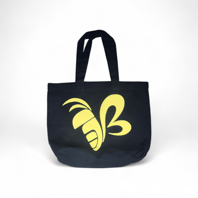 Big Bee Reuseable Canvas Tote Bag | Black