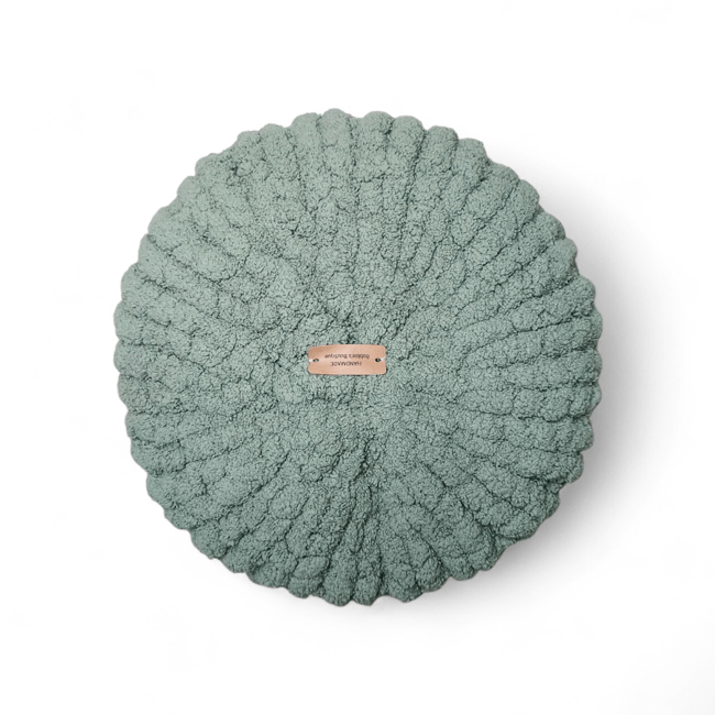 Chunky Knit Pumpkin Pillow | Smoky green