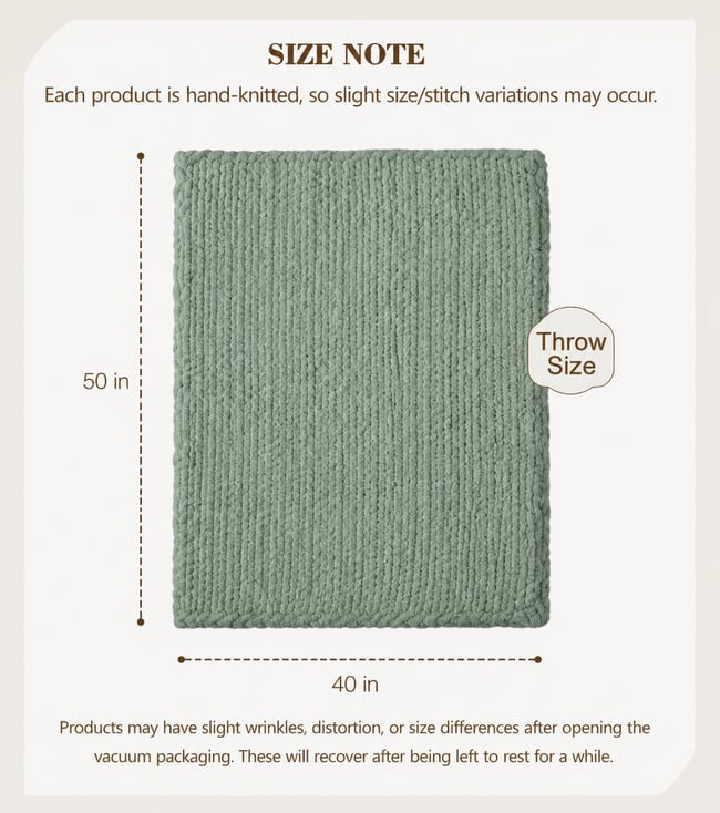 Chunky Knit Blanket| Smoky green