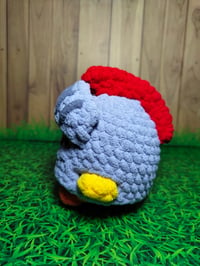 Image 2 of Amigurumi Chicken in Knight Costume - Chunky Chenille Yarn (Pre-Order)