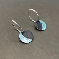 Teal Crescent Moon Hoop Earrings