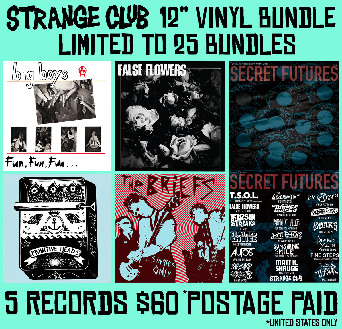 Image of Strange Club Bundle 5 12' records for $60 Postage Paid (USA ONLY)