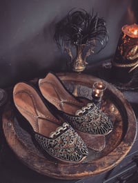 Image 1 of Black & Gold slippers 