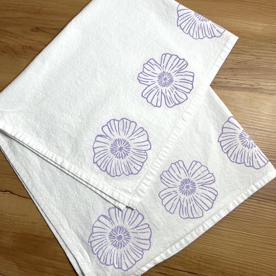 Image of Purple Flowers TeaTowel (dish towel) 