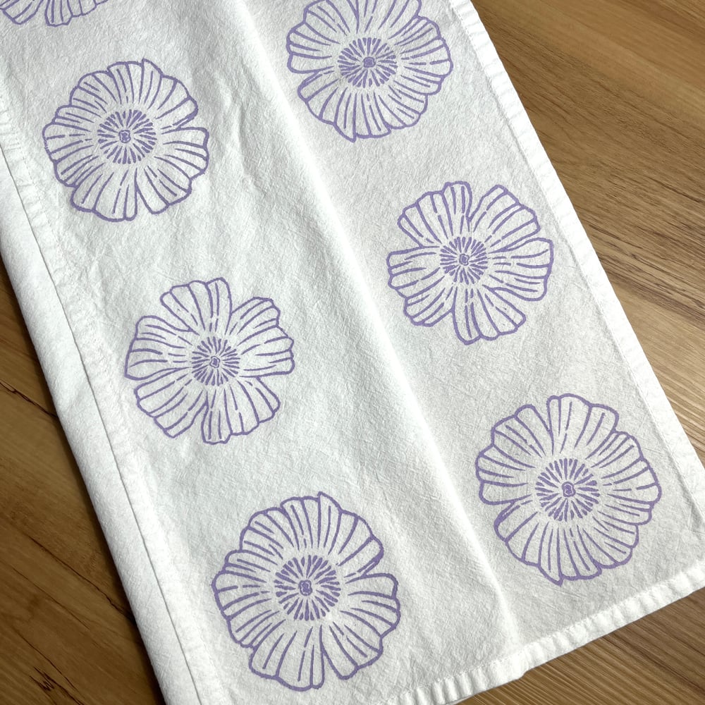 Image of Purple Flowers TeaTowel (dish towel) 