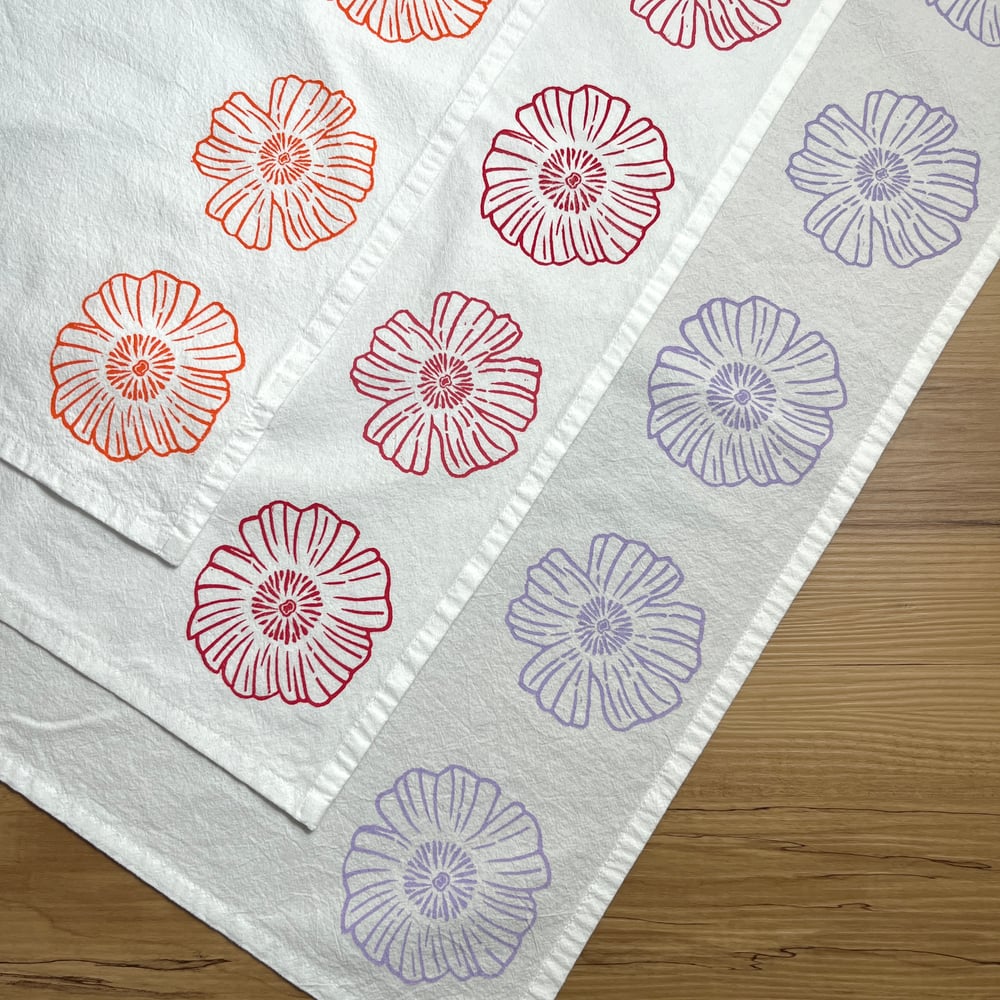 Image of Purple Flowers TeaTowel (dish towel) 