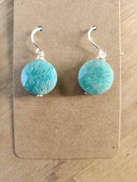 Image 1 of Handcrafted Amazonite & Silver-Toned Copper Earrings