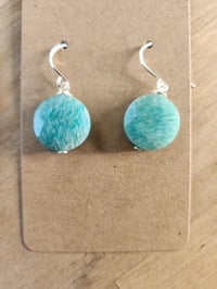 Image 4 of Handcrafted Amazonite & Silver-Toned Copper Earrings