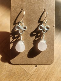 Image 1 of Rose Quartz Drop Earrings – Handcrafted in Silver Copper