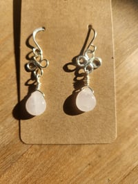 Image 2 of Rose Quartz Drop Earrings – Handcrafted in Silver Copper