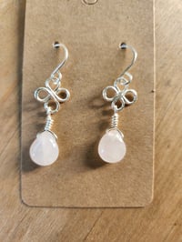 Image 3 of Rose Quartz Drop Earrings – Handcrafted in Silver Copper