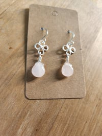 Image 4 of Rose Quartz Drop Earrings – Handcrafted in Silver Copper