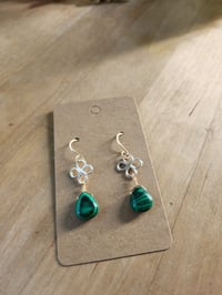 Image 5 of Malachite Drop Earrings – Handcrafted in Gold & Silver Copper