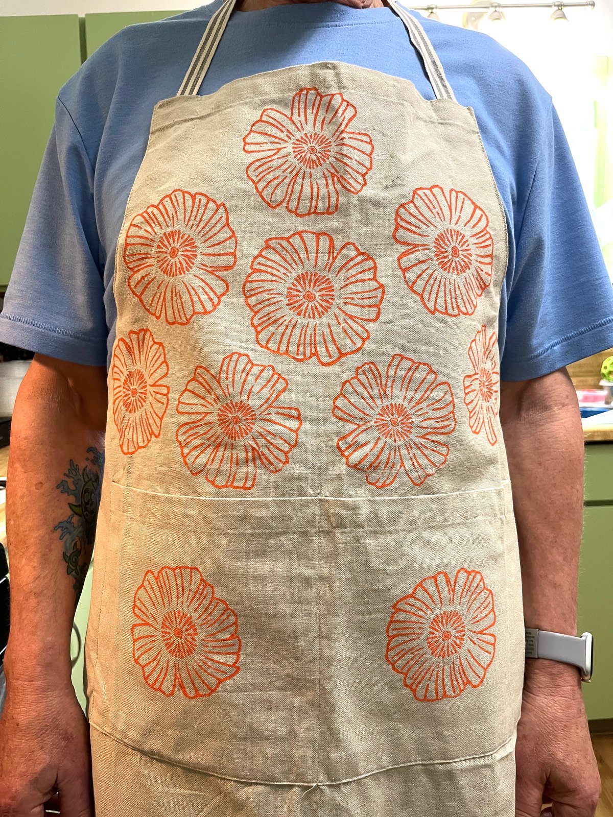 Orange Flower Apron (only 1 available) | Mary Ann Testagrossa Art