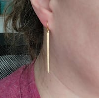 Image 3 of Slim Brass Bar Earrings