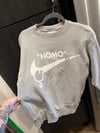 S grey thirsty homo champion reverse weave crewneck