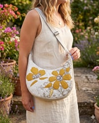 Image 1 of Upcycled Quilt Patchwork Crescent Shoulder Bag