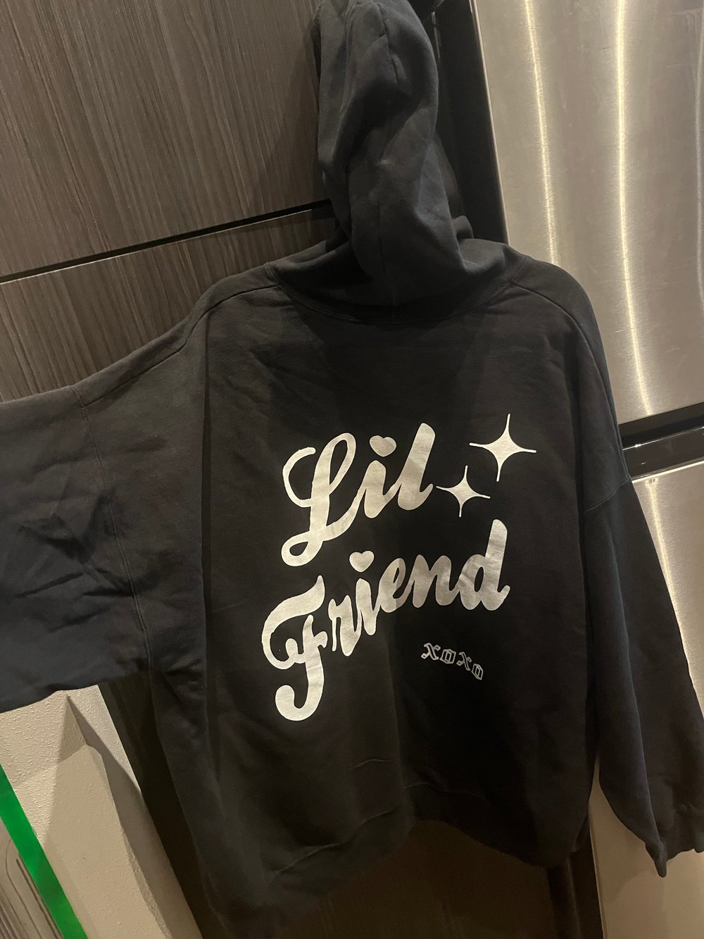 3XL BLACK CHAMPION HOODIE "LIL FRIEND" YT INK FRONT&BACK
