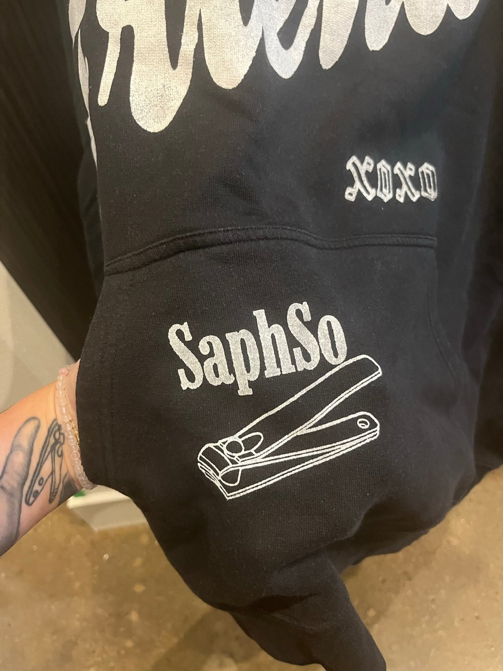 3XL BLACK CHAMPION HOODIE "LIL FRIEND" YT INK FRONT&BACK