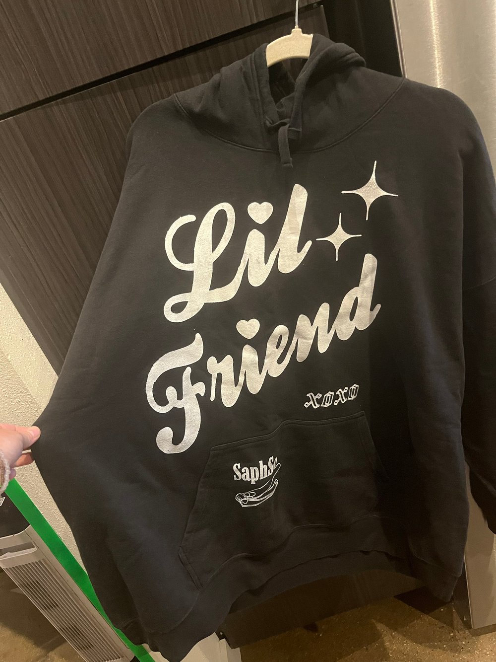 3XL BLACK CHAMPION HOODIE "LIL FRIEND" YT INK FRONT&BACK