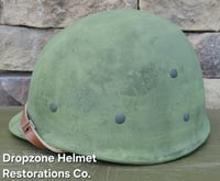 Image 6 of   WWII Repro Hawley M1 Helmet Liner. Rayon Webbing & sweatband (Black hardware) 