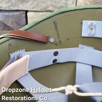 Image 7 of   WWII Repro Hawley M1 Helmet Liner. Rayon Webbing & sweatband (Black hardware) 