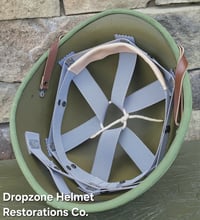 Image 5 of   WWII Repro Hawley M1 Helmet Liner. Rayon Webbing & sweatband (Black hardware) 