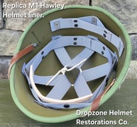Image 1 of   WWII Repro Hawley M1 Helmet Liner. Rayon Webbing & sweatband (Black hardware) 
