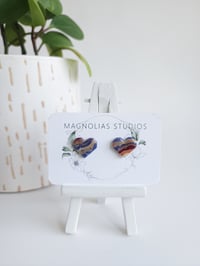 Sunset Agate Geometric Heart Studs