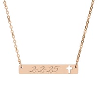 Image 4 of Cutout Cross Bar Necklace (Engraving) - Personalize (Text Only)