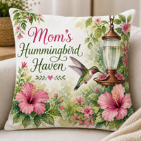 Image 2 of Mom’s Hummingbird Haven – Floral Garden Pillow Cover