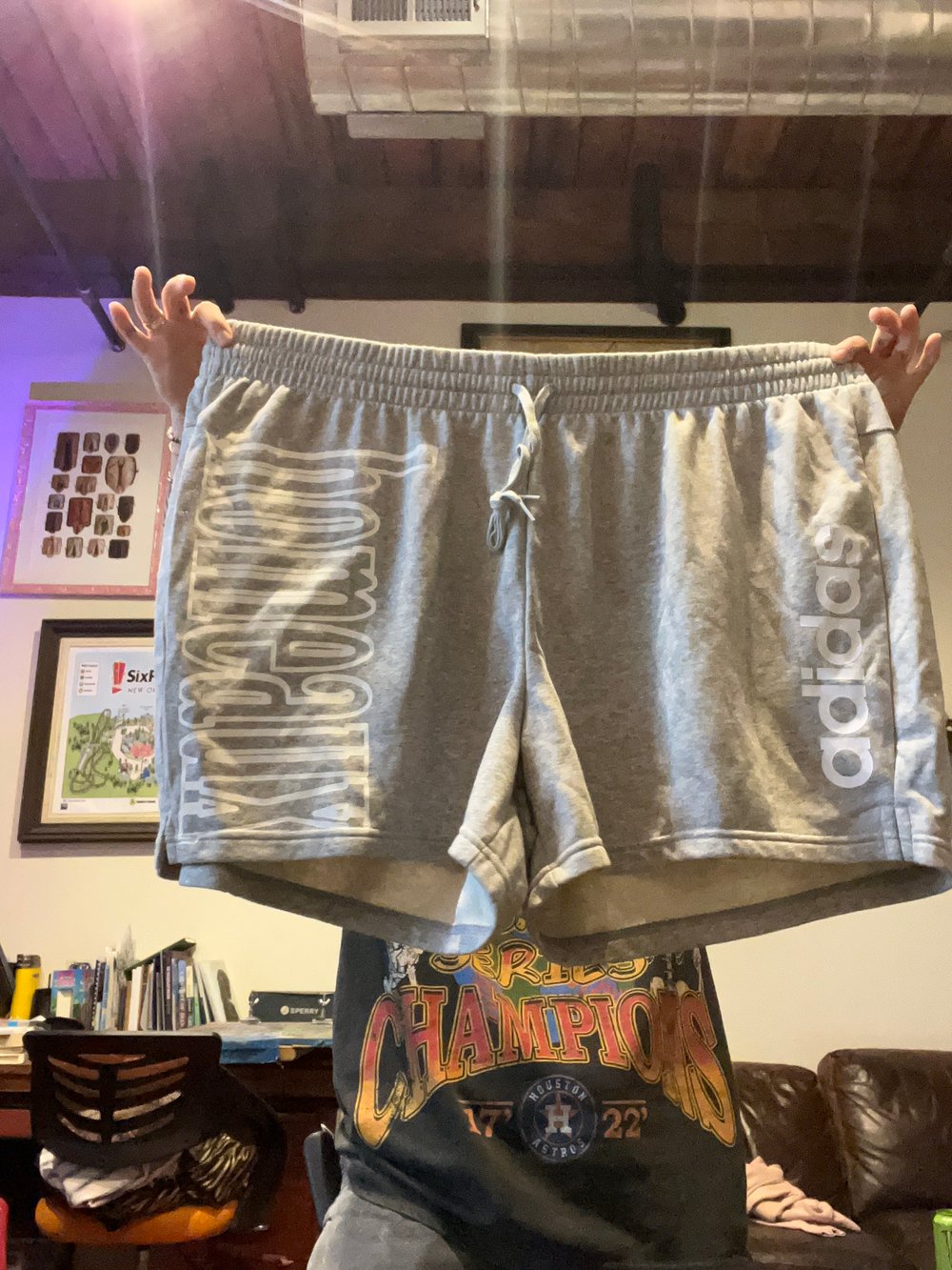 4XL GREY ADIDAS HOMEAUX SHORTS**PRINT HICCUPS