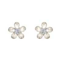 Image 1 of Flower Stud Earrings, White