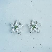 Image 1 of Flower Stud Earrings, Green