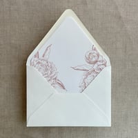 Image 1 of Grand peony floral printed envelope liner for A7 euro flap envelope PACK of 10