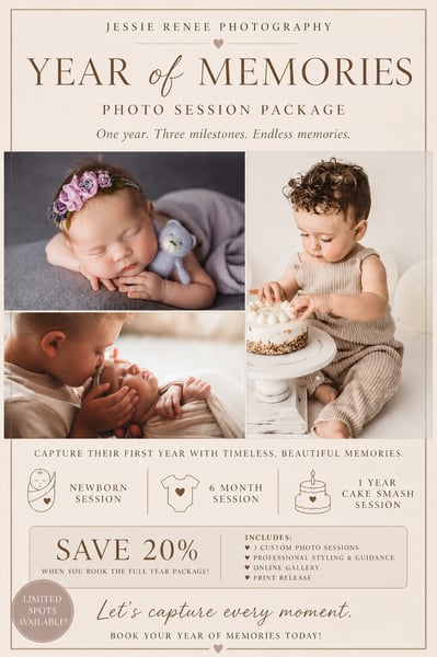 Image of Year of Memories - SALE - Newborn, 6 month, 1st birthday cake smash