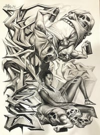 Original Art "Wildstyle Spirits 1" - Charcoal on Watercolor paper