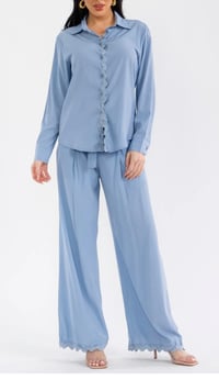 Image 2 of Blue Set Of Button Up Shirt And Pants