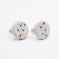 Image 1 of Χειροποίητα Σκουλαρίκια "Turquoise Hearts" - Ατσάλι