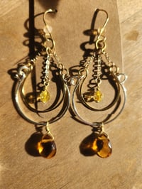 Image 1 of Citrine Chandelier Earrings – Hand-Forged Mixed Copper