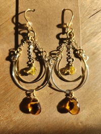 Image 2 of Citrine Chandelier Earrings – Hand-Forged Mixed Copper