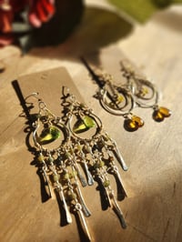 Image 3 of Citrine Chandelier Earrings – Hand-Forged Mixed Copper