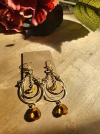 Image 4 of Citrine Chandelier Earrings – Hand-Forged Mixed Copper