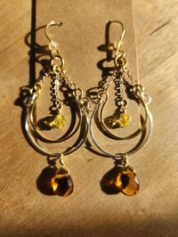 Image 5 of Citrine Chandelier Earrings – Hand-Forged Mixed Copper