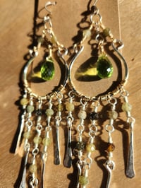 Image 2 of Peridot & Garnet Chandelier Earrings