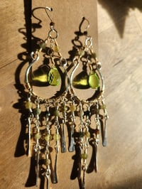Image 3 of Peridot & Garnet Chandelier Earrings
