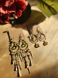 Image 5 of Peridot & Garnet Chandelier Earrings
