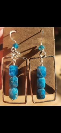Image 1 of Handcrafted Apatite Frame Drop Earrings