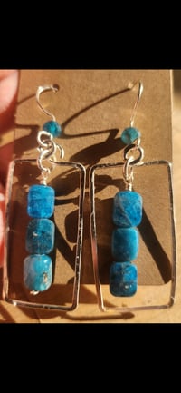 Image 2 of Handcrafted Apatite Frame Drop Earrings