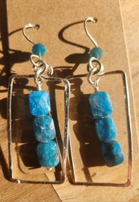 Image 3 of Handcrafted Apatite Frame Drop Earrings